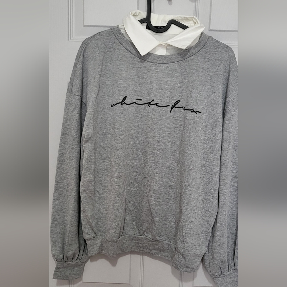 Grey and white dress sweater